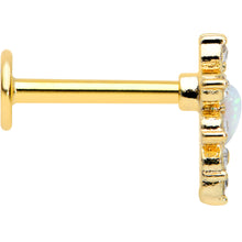 Load image into Gallery viewer, 16G 5/16 White Faux Opal Gold Tone Sun Heart Labret Monroe Tragus
