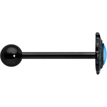 Load image into Gallery viewer, White Tourmaline Black Filigree Fairy Tale Barbell Tongue Ring
