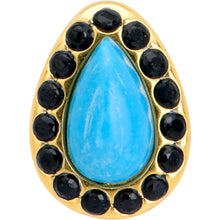 Load image into Gallery viewer, Gold Tone Southwestern Style Blue Drop Barbell Tongue Ring
