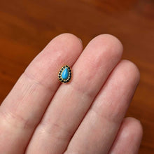 Load image into Gallery viewer, Gold Tone Southwestern Style Blue Drop Barbell Tongue Ring
