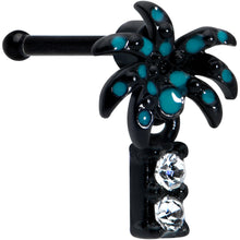 将图片加载到图库查看器，20G 1/4 Clear Gem Black Night Palm Tree Dangle Nose Bone
