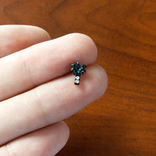 将图片加载到图库查看器，20G 1/4 Clear Gem Black Night Palm Tree Dangle Nose Bone

