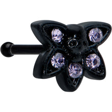 Load image into Gallery viewer, 20G 1/4 Purple Gem Black Skull Blossom Nose Bone
