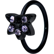 Load image into Gallery viewer, 20G 5/16 Purple Gem Black Skull Blossom Nose Hoop
