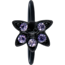 Load image into Gallery viewer, 20G 5/16 Purple Gem Black Skull Blossom Nose Hoop
