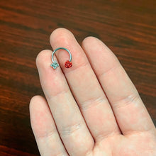 Load image into Gallery viewer, 16G 3/8 Butterfly Red Rose Flower Horseshoe Circular Barbell
