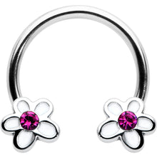 Load image into Gallery viewer, 16G 3/8 Pink Gem Daisy Flowers Horseshoe Circular Barbell
