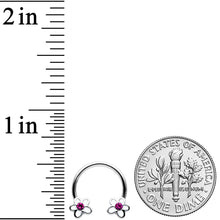 Load image into Gallery viewer, 16G 3/8 Pink Gem Daisy Flowers Horseshoe Circular Barbell
