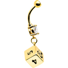 将图片加载到图库查看器，Licensed Dungeons &amp; Dragons Clear CZ Gem Dice Dangle Belly Ring
