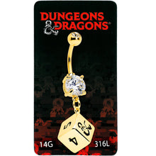 将图片加载到图库查看器，Licensed Dungeons &amp; Dragons Clear CZ Gem Dice Dangle Belly Ring
