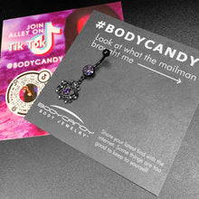 将图片加载到图库查看器，Purple Gem Black Regal Crown Dangle Belly Ring
