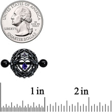 Load image into Gallery viewer, 14G 9/16 Purple Gem Black Regal Crown Heart Nipple Shield Set
