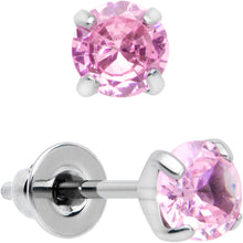 将图片加载到图库查看器，4mm Pink CZ Gem Implant Grade Titanium Stud Earrings
