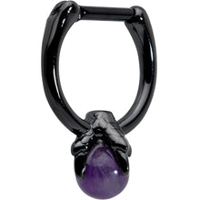 Load image into Gallery viewer, 16G 5/16 Purple Amethyst Stone Black Claw Hand Cartilage Clicker
