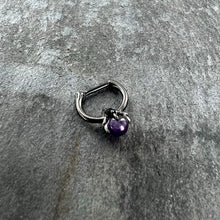 Load image into Gallery viewer, 16G 5/16 Purple Amethyst Stone Black Claw Hand Cartilage Clicker
