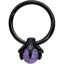 将图片加载到图库查看器，16G 3/8 Purple Amethyst Black Claw Hand Hinged Segment Ring
