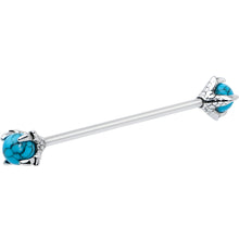 Load image into Gallery viewer, 14G Blue Turquoise Stone Claw Hands Industrial Barbell 38mm
