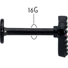 Load image into Gallery viewer, 16G 5/16 Red Clear Gem Black Heart Key Labret Monroe Tragus
