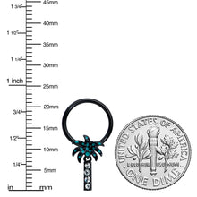 将图片加载到图库查看器，16G 3/8 Clear Gem Black Night Palm Tree Dangle BCR Captive Ring
