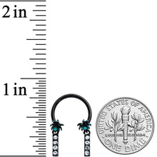 将图片加载到图库查看器，16G 3/8 Clear Gem Black Night Palm Tree Dangle Horseshoe
