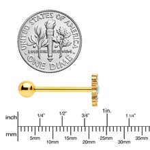 Load image into Gallery viewer, White Faux Opal Gold Tone Sun Heart Barbell Tongue Ring
