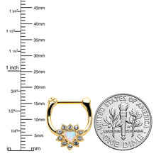 将图片加载到图库查看器，16G 5/16 White Faux Opal Gold Tone Sun Heart Cartilage Clicker
