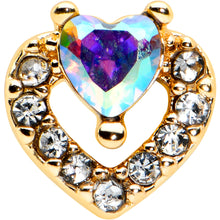 Load image into Gallery viewer, 20G 1/4 Aurora Gem Gold Tone Rococo Heart L Shape Nose Ring

