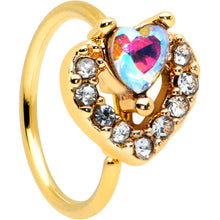Load image into Gallery viewer, 20G 5/16 Clear Aurora Gem Heart Rococo Valentines Day Nose Hoop
