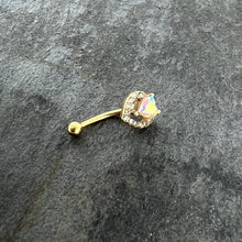 Load image into Gallery viewer, 16G 5/16 Aurora Gem Gold Tone Rococo Heart Curved Eyebrow Ring
