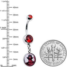 Load image into Gallery viewer, Licensed Nightmare On Elm Street Red Gem Freddy Dangle Belly Ring
