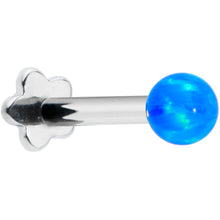 将图片加载到图库查看器，16G 5/16 Blue Synthetic Opal Titanium Threadless Flower Labret
