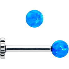 将图片加载到图库查看器，16G 5/16 Blue Synthetic Opal Titanium Threadless Flower Labret
