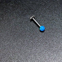将图片加载到图库查看器，16G 5/16 Blue Synthetic Opal Titanium Threadless Flower Labret
