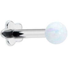 Load image into Gallery viewer, 16G 5/16 White Synthetic Opal Titanium Threadless Flower Labret
