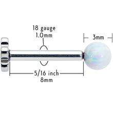 Load image into Gallery viewer, 16G 5/16 White Synthetic Opal Titanium Threadless Flower Labret
