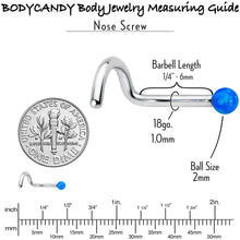 Load image into Gallery viewer, 18G 1/4 Blue Synth Opal G23 Titanium Threadless Left Nose Screw
