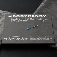 Load image into Gallery viewer, 18G 1/4 Blue Synth Opal G23 Titanium Threadless Left Nose Screw
