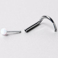 将图片加载到图库查看器，18G 1/4 White Synth Opal G23 Titanium Threadless Left Nose Screw

