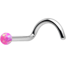 Load image into Gallery viewer, 18G 1/4 Pink Synth Opal G23 Titanium Threadless Left Nose Screw
