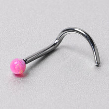 Load image into Gallery viewer, 20G 1/4 Pink Synth Opal G23 Titanium Threadless Left Nose Screw
