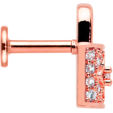 Load image into Gallery viewer, 16G 1/4 Clear CZ Gem Rose Gold Tone Lock It Up Labret
