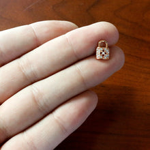 Load image into Gallery viewer, 16G 1/4 Clear CZ Gem Rose Gold Tone Lock It Up Labret
