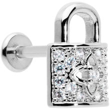 将图片加载到图库查看器，16G 5/16 Clear CZ Gem Lock It Up Labret Monroe Tragus
