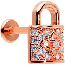 Load image into Gallery viewer, 16G 5/16 Clear CZ Gem Rose Gold Tone Lock It Up Labret Tragus
