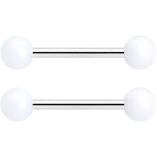 将图片加载到图库查看器，14G 9/16 Matte White Aurora Barbell Nipple Ring Set
