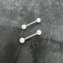 将图片加载到图库查看器，14G 9/16 Matte White Aurora Barbell Nipple Ring Set
