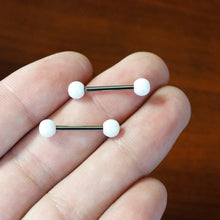 将图片加载到图库查看器，14G 9/16 Matte White Aurora Barbell Nipple Ring Set
