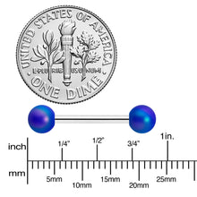 Load image into Gallery viewer, 14G 9/16 Matte Blue Aurora Barbell Nipple Ring Set
