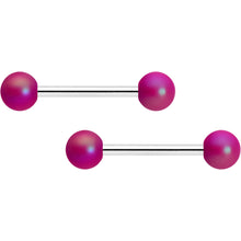 将图片加载到图库查看器，14G 9/16 Matte Purple Aurora Barbell Nipple Ring Set
