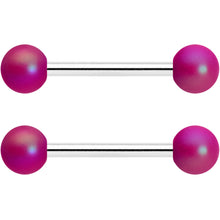 将图片加载到图库查看器，14G 9/16 Matte Purple Aurora Barbell Nipple Ring Set
